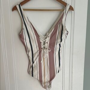 Tavik Lace-Up Striped Swimsuit